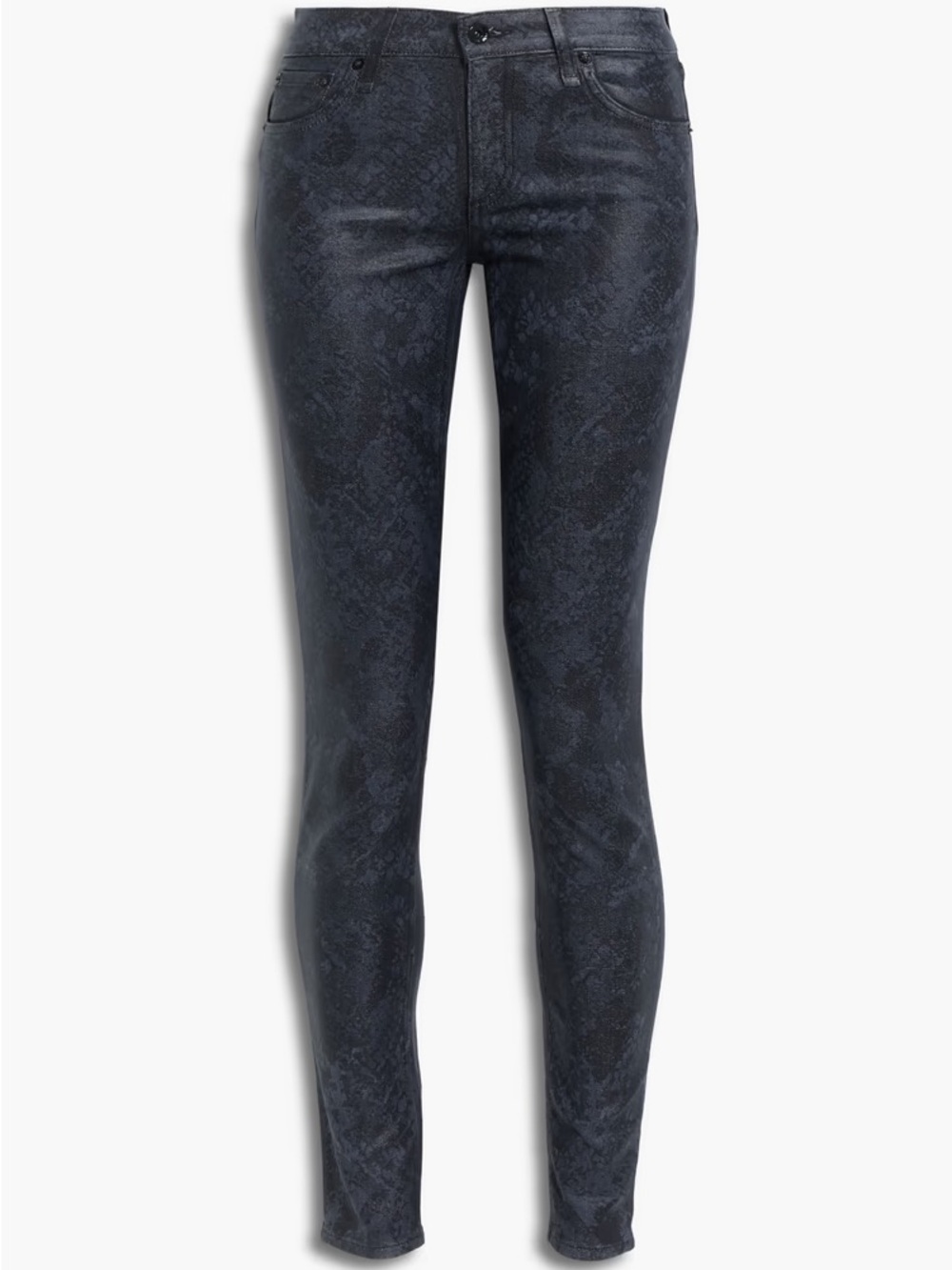 rag & bone Women's Dark Charcoal Snake-Print High-Rise Skinny Jeans